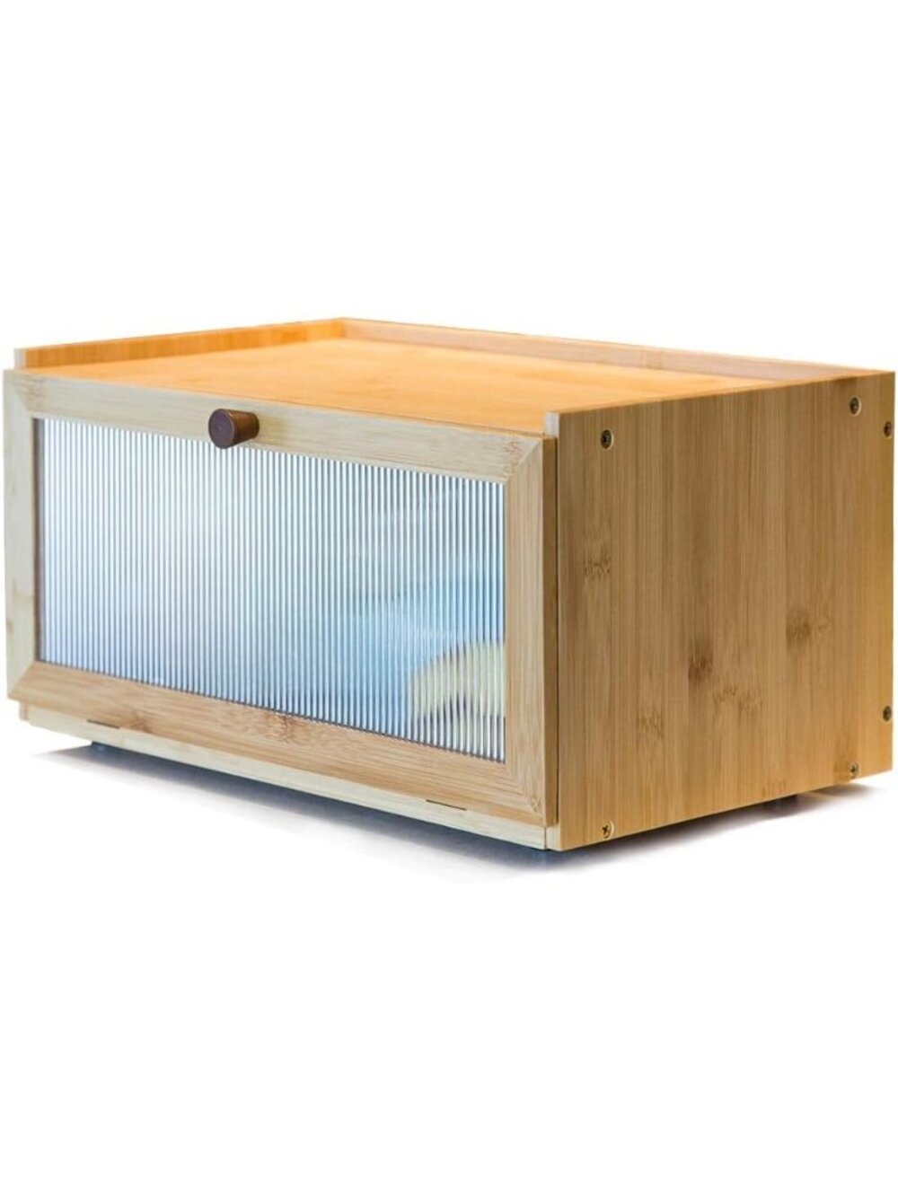 New Large Bamboo Bread Box Farmhouse Window Kitchen Counter Storage Container